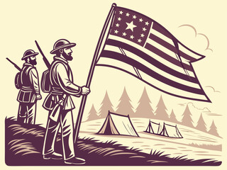 Civil War Soldiers with West Virginia Flag