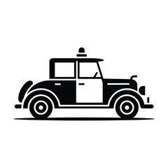Obraz premium Vintage police car icon black and white