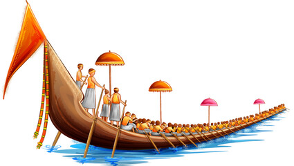 snakeboat race in Onam celebration background for Happy Onam festival of South India Kerala