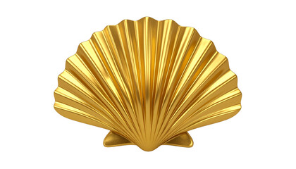 Golden seashell isolated on white background.
