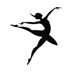 Elegant Dancer Silhouette in Mid Air Leap Pose Vector Art