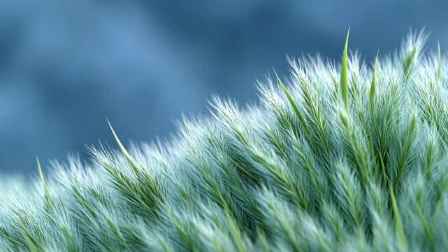 Serene Field of Wheat: A close-up captures the delicate beauty of a field of wheat, swaying gently in the breeze under a calming blue sky, evoking tranquility.