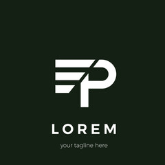 Bright EP letter logo vector in dark background looks simple