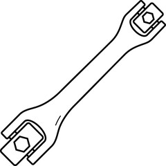 Dog bone wrench. Vector outline icon.