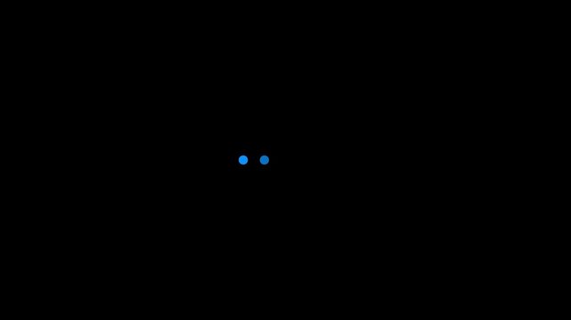 Elegant Looping Dot Loader with Five Elements. Five Pulsing Dot Loading Sequence on Black Canvas. Minimal Black Screen with Animated Five-Dot Progress Bar.