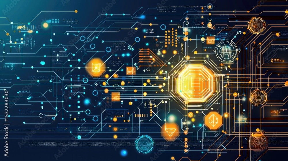 Poster innovative technology visualization digital space graphic design futuristic environment abstract vie