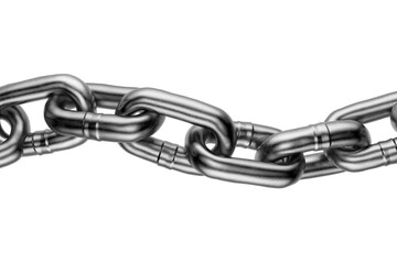 Metal chain close-up. Metal chain for your design. Metal chain isolated on white, transparent background. 3d render.