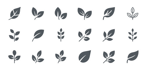 Collection of Simple Leaf and Branch Icons