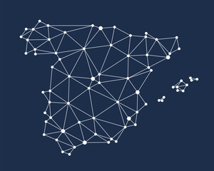 Spain map. Abstract geometric map - connection dots mesh lines.