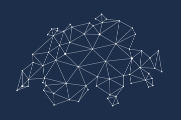 Switzerland map. Abstract geometric map - connection dots grid lines.