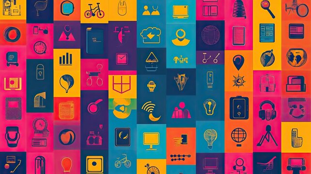 Colorful accessible symbols promoting inclusivity and assistive technologies, ideal for diversity, accessibility, and tech-related designs.