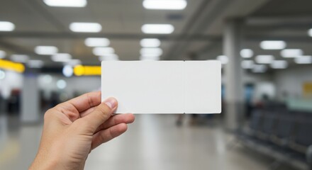 Blank Mockup Ticket in Hand at Airport