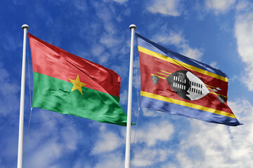 A Burkina Faso and Eswatini flag, a metaphor for Southern African unity, wave together against a...