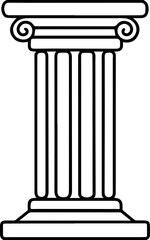 Greek ionic column outline vector illustration line art