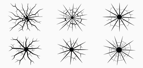 Six Variations of Cracked Hole Graphic Designs