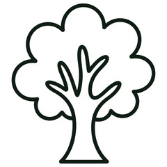 Simple Tree Line Drawing Black and White Tree Illustration for Kids Coloring Page
