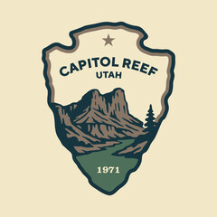 Emblem sticker logo illustration of Capitol Reef National Park, Utah, USA.