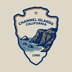 Emblem sticker logo illustration of Channel Islands National Park, California, USA.