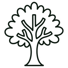 Simple Tree Line Drawing Black and White Tree Illustration for Kids Coloring Page