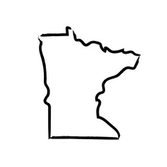 Minnesota hand drawn map. Simple US state outline sketch map. Doodle style map isolated on white for business designs.