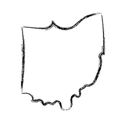 Ohio map outline concept sketch. Isolated vector graphics hand drawn map of US state.