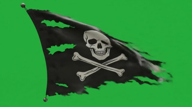 Pirate flag with skull and crossbones chroma key