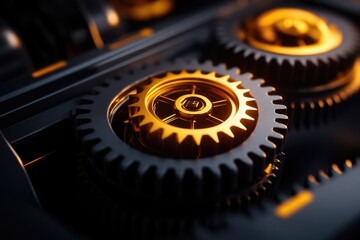 Close-up of Gears in a Black Background