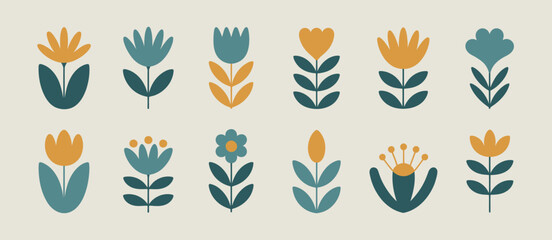 Twelve Simple Scandinavian Style Floral Elements