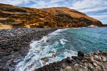 Volcanic shore at Playa Amarilla