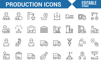 Icon Collection for Assembly Line, Production, and Factory Equipment