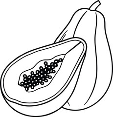 Outline vector icon of Papaya Flat Design Fruit Icon