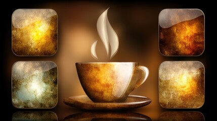 Steaming cup of coffee, aromatic morning beverage for an invigorating start