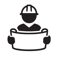 Construction Worker Holding Blueprint Icon