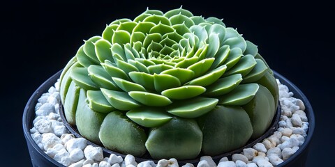 Fototapeta premium Stunning Green Echeveria Succulent in Pot Closeup