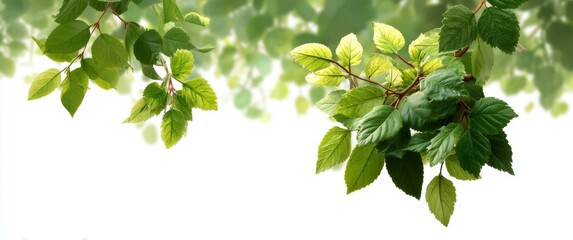 Fresh Spring Leaves and Branches in Soft Focus