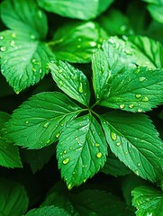 Misty Mint Leaf Droplet Close-up