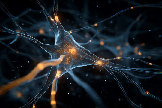 Abstract neural network with glowing connections.