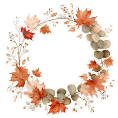 [Transparent Background PNG]Autumn Watercolor Floral Wreath Design