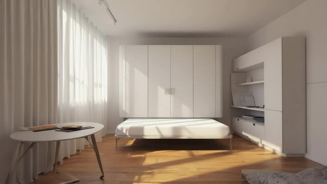 Murphy Bed in Modern Apartment: Space-Saving Design