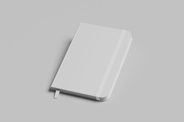 Blank notebook on gray background