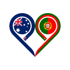 friendship concept. heart symbol icon of australia and portugal flags. vector illustration isolated on white background