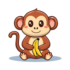 Cute cartoon monkey isolated on white background. Vector illustration.
