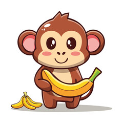 Cute cartoon monkey isolated on white background. Vector illustration.
