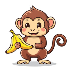 Cute cartoon monkey isolated on white background. Vector illustration.
