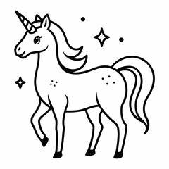 Obraz premium Magical Unicorn Illustration Line Art of a Mythical Creature