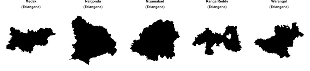 Medak, Nalgonda, Nizamabad, Ranga Reddy, Warangal outline maps