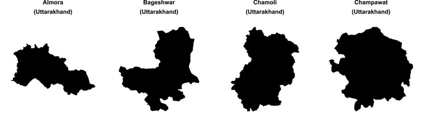 Almora, Bageshwar, Chamoli, Champawat outline maps
