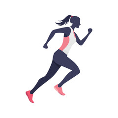 Running woman, abstract vector, side view