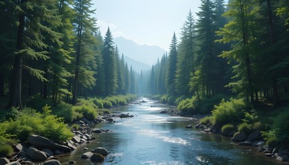 River in the Forest Isolated on Transparent Background Cutout Nature Scene
