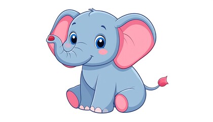 Naklejka premium Adorable Baby Elephant Illustration Cute Cartoon Animal Design
